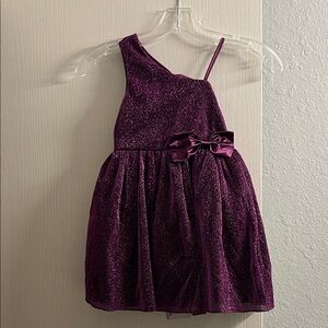 SHEIN Girls Sparkle One-Shoulder Dress in Plum Purple
